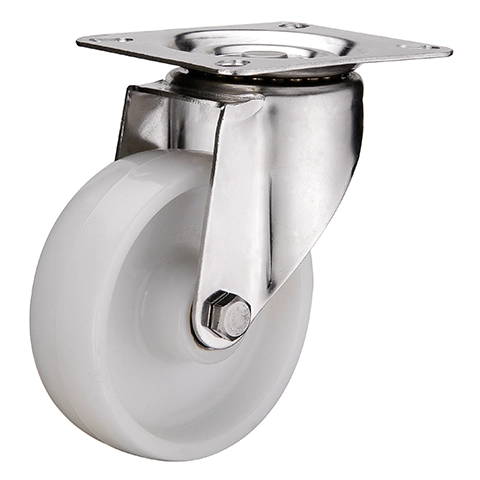 SCpn 63 SS - Большегрузное нейлоновое колесо 160*40мм (нерж.сталь, площ., пов, шарикоподш.)